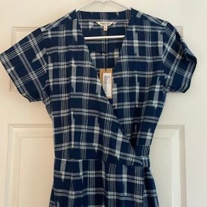Bridge & Burn NWT Saria Indigo Plaid Wrap Dress